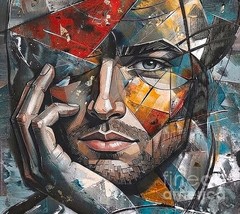 new handmade Painting on 16″*16″ canvas Abstract Face 718FB by Wendy