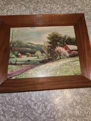 Wood Framed Landscape Signed By Robert Wood Approximately 8 X 10 Painting