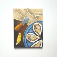 Oysters painting Lemon art for Kitchen & dining oil painting on canvas original