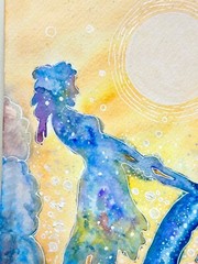 Watercolor Silhouette Painting Original Memorial Art Child Loss Pastel Blue