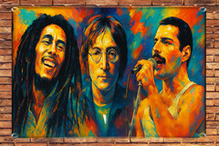Bob Marley John Lennon Freddie Mercury Painting High Quality Print Wall Decor