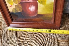 Original Oil Painting Signed Framed Red Geraniums still life Floral 14×18