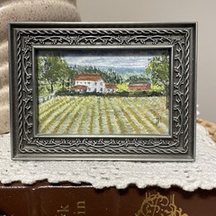 Miniature Painting Bobbi Prince Spencerport NY Farm Scene Pewter Frame