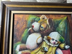 Vintage „Still Life With Dolls Scene“ Oil Painting – Signed And Framed