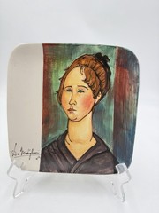 Amedeo Modigliani’s 1918 Italy impressionist oil Burgundian Woman wall plate