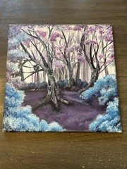 Mystic Forest Trees Pink Tree Canvas 18 x 18 Inches Blue Wall Art Home Decor