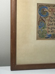 Antique Framed Illuminated Hand Painted Prayer Christian Blessing Calligraphy