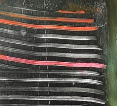 Hand Painted Black+Red Abstract 9×12 Acrylic Collage on Paper, Holly Hammond