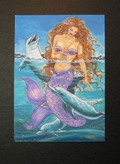 Mermaid Dolphins ACEO L.E PRINT Title: SURROUNDED BY JOY Collection Sparkle