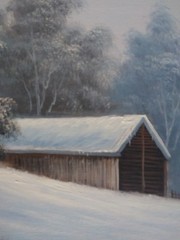 Original Van Bell Signed Oil Painting Winter Landscape with Size L48 H36 & W 2in