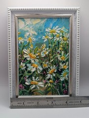 Original Oil Painting Daisies Floral Impasto Wildflowers Framed Meadow Art