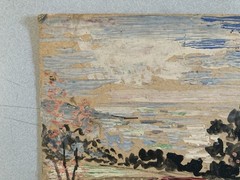 Belle Oil Painting Landscape On Panel Cardboard 1950 Impressionist Pointillism
