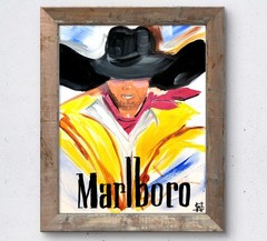 WS original western cowboy hand painted 14X11 canvas abstract modern wall art