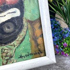 Vtg Helen Hoodmaker EMMETT KELLY Clown Mid Century Modern Oil Painting RARE
