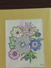 Handcolored Spring Bouquet, Green Matte, Artwork, Canvas, 14″ x 11″
