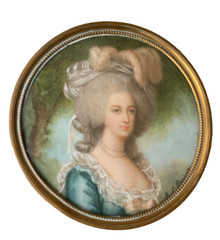 PORTRAIT OF THE QUEEN MARIE ANTOINETTE – 19th SIGNED – MINIATURE HAND PAINTED