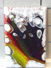Original Acrylic Pour Painting 6×9 Blue Yellow Abstract Modern Wall Art
