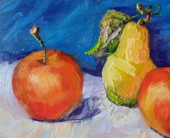Pear Impasto Painting Original Art Impression Oil Painting 7.8 x 11.8 in