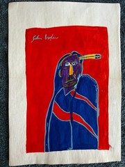 FRITZ SCHOLDER drawing and painting on old paper signed stamped vintage