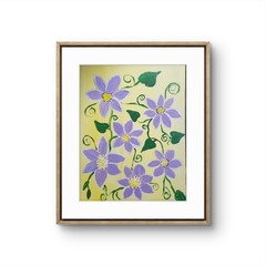 Clematis Flowers Original Painting Acrylic Canvas Botanical Art