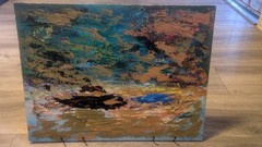 *VINTAGE 24″ x 18″ ORIGINAL SIGNED „ELLE“ PAINTING ABSTRACT LANDSCAPE STUNNING*