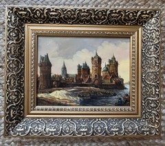 A A Orlinski Oil Painting Medieval Seaside Castle Poland