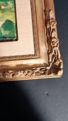 Vintage Signed Big Eye Girl Oil Painting Framed Bonamino
