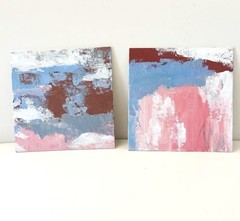 2 Original unframed Abstract acrylic paintings 8 x 8 signed OOAK