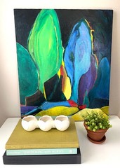 Original Abstract, FAUVIST STYLE, Acrylic on Canvas, Unframed, Artist Signed