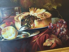 Vintage „Still Life With Fruits Scene“ Painting – Signed And Framed 44X32