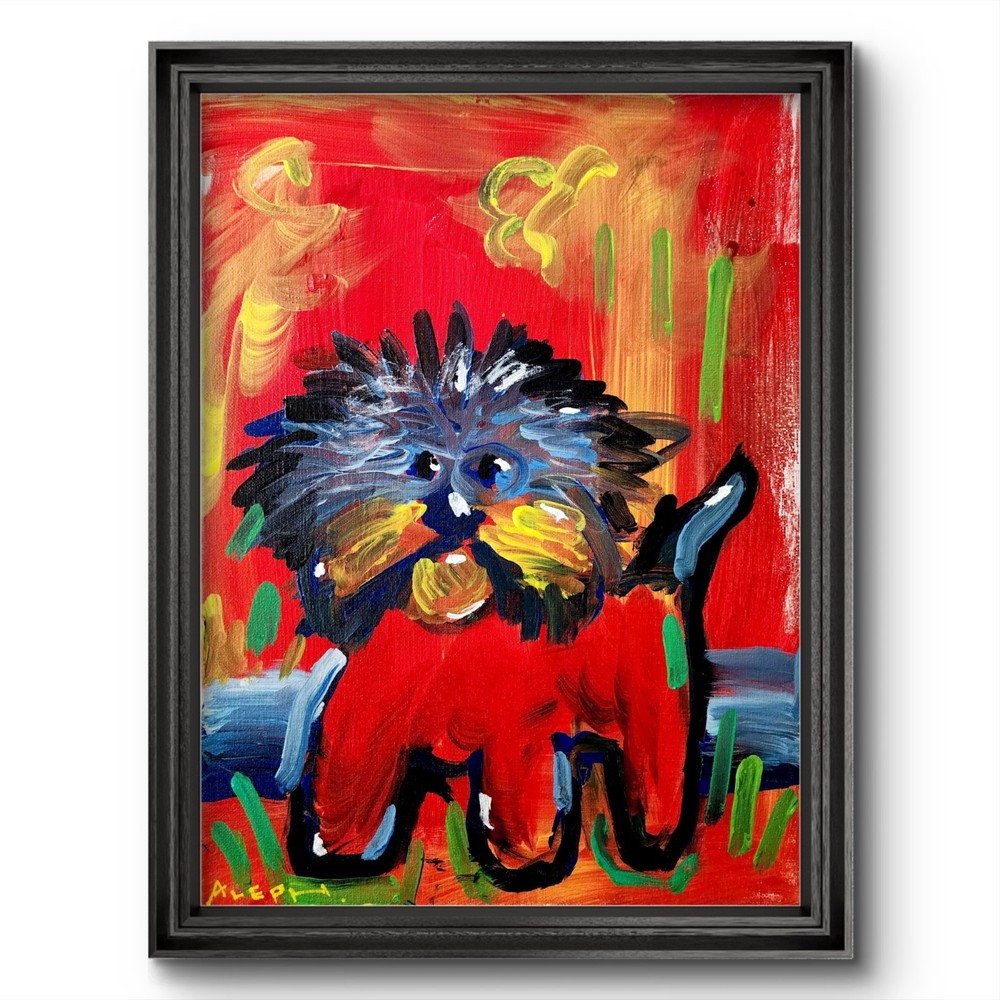 Abstract Expressionism Original Painting Dog 16×12 Fine Art Canvas Decor