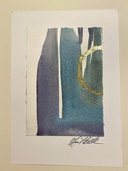 Original Towers And Ring Watercolor Signed Arist 5×7 Mounted 4×6 Painting