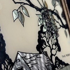 Vintage Reliance Reverse Painted Glass Art The Robin Butterfly Wing Effect Frame