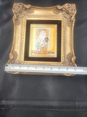 Vintage Mid Century V. Leroy Enamel On Copper Painting Framed Miniture Art 1960s