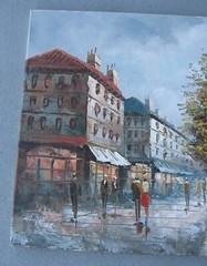 Henry Rogers Oil Painting Paris France Cityscape Framed 43.5″ x 31.5″ Signed
