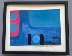Patrick Heron St Ives Original Painting Blue Scandinavian Minimalist Art C89
