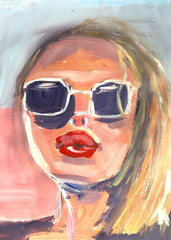 Blonde Woman Portrait with Sunglasses Original Painting 11×14 Contemporary