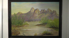 28×36 painting desert wild west scene usa america south west cactus aj mountains