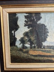 Antique Landscape Painting Impressionist European School Illegibly Artist Signed