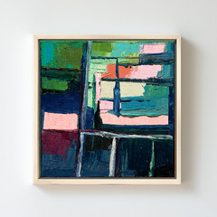 Abstract Landscape Oil Painting – Modernist Wall Art – „A Window to the Thames“