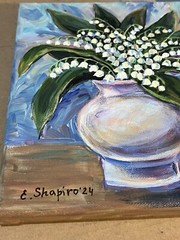 Lilly Of Valley Acrylic Painting Flower Bouquet Wall Art 8×10 Floral Wall Decor