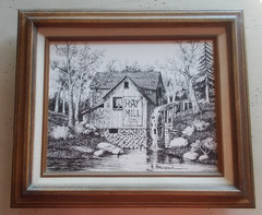 10″ x 8″ Wood Framed Artistic Impressions H Hargrove Ray Mill Co Oil Painting D