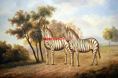 24×36″(61x92cm)100% hand painted oil flat,Wild Animal,Zebra,High Quality