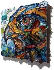 Original Bird Oil Painting Animal Pet Portrait Art Signed Modern Canvas 12×12 Nr