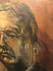 President Theodore Roosevelt & Horse Oil & Canvas Old Paper Political Art Signed