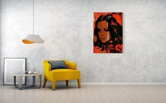 Motif Romy Schneider vintage orange exclusive XXL acrylic glass pictures 100×140 cm