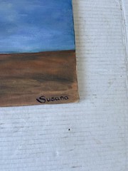 Art Original Oil Painting Size 18”Tall X 20” Wide. Ocean scenery with four girl