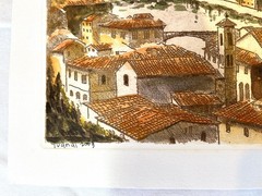 Unknown Signed Original Watercolor Florence Italy Landscape 2009