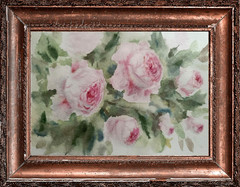 Flowers PINK ROSES Original Modern Artwork Painting Floral Landscape Art Gift A5