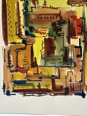 Mid Century Painting Cityscape Urban Cubist Cubism Streets Modernism Resnack
